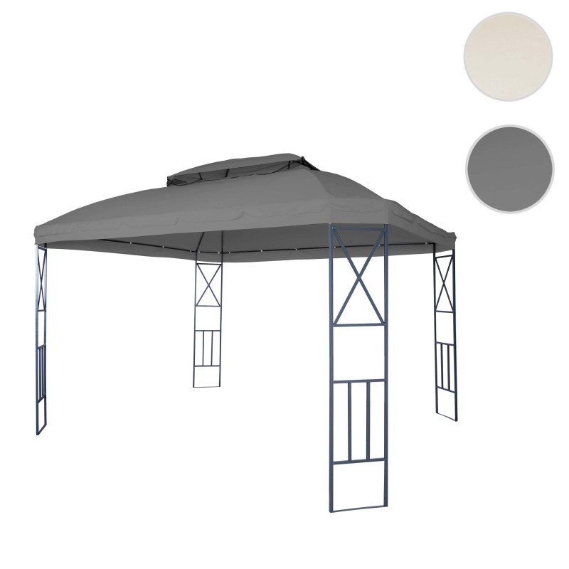 Pergola pavillon de jardin avec moustiquaire, 3,6x3m - gris