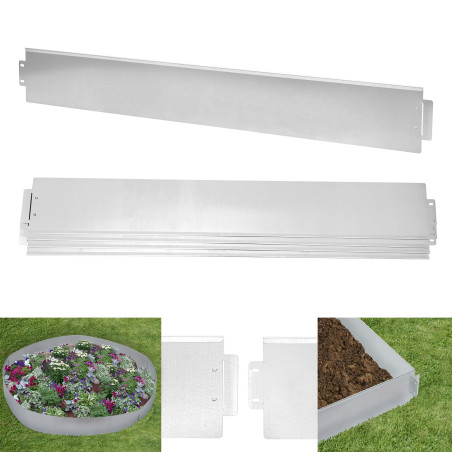 Bord de pelouse 20x1m, entourage de platebande, bordure pour gazon, acier, 14cm, argenté