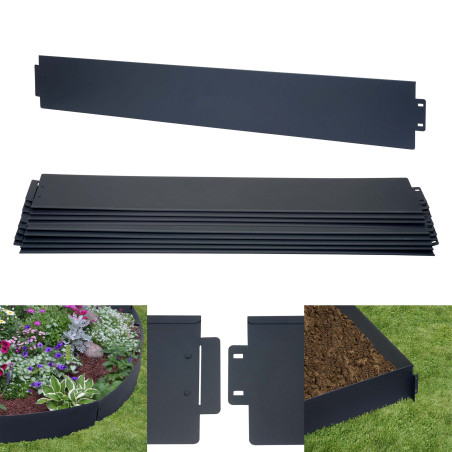 Bord de pelouse 10x1m, entourage de platebande, bordure pour gazon, acier, 14cm, anthracite