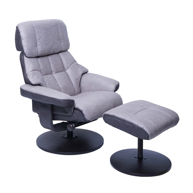 MCA fauteuil relax fauteuil de télévision avec tabouret, textile, charge max. 110kg - gris clair