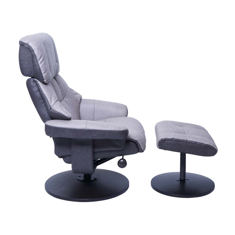 MCA fauteuil relax fauteuil de télévision avec tabouret, textile, charge max. 110kg - gris clair