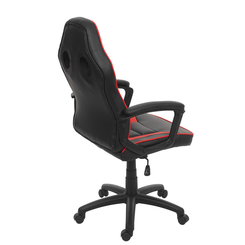 Chaise de bureau chaise pivotante, fauteuil directorial, similicuir - noir/rouge