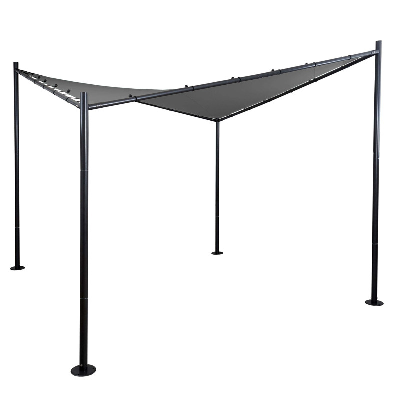 Pergola pavillon de jardin, velum, monture stable - 3x3m anthracite