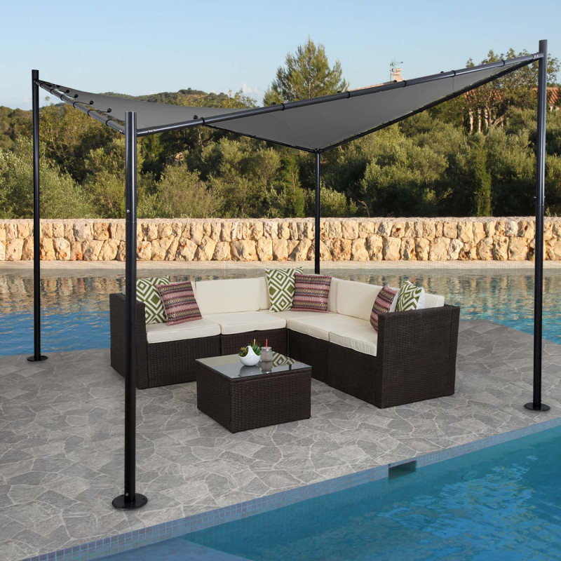 Pergola pavillon de jardin, velum, monture stable - 3x3m anthracite