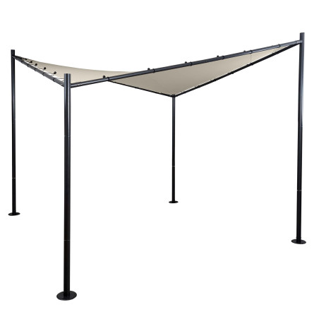 Pergola pavillon de jardin, velum, monture stable - 3x3m crème