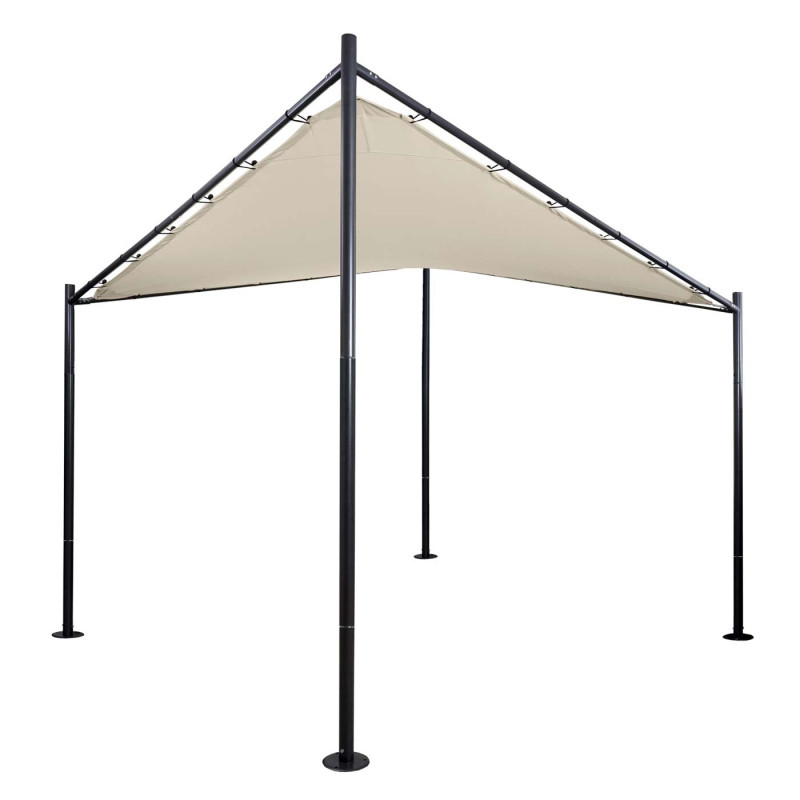 Pergola pavillon de jardin, velum, monture stable - 3x3m crème