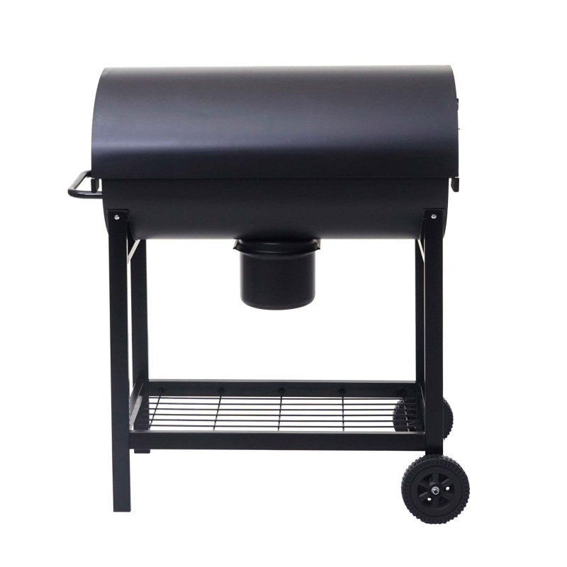 Chariot barbecue gril à charbon de bois, sur pieds avec abattant, rack, acier 103x93x70cm noir