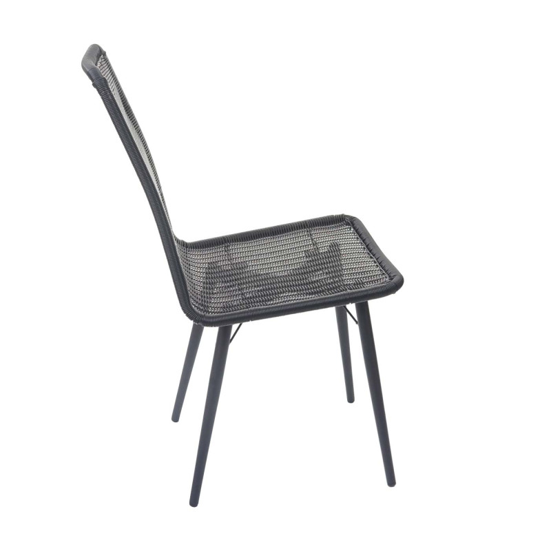 2x chaise en polyrotin chaises de jardin, monture en métal - noir