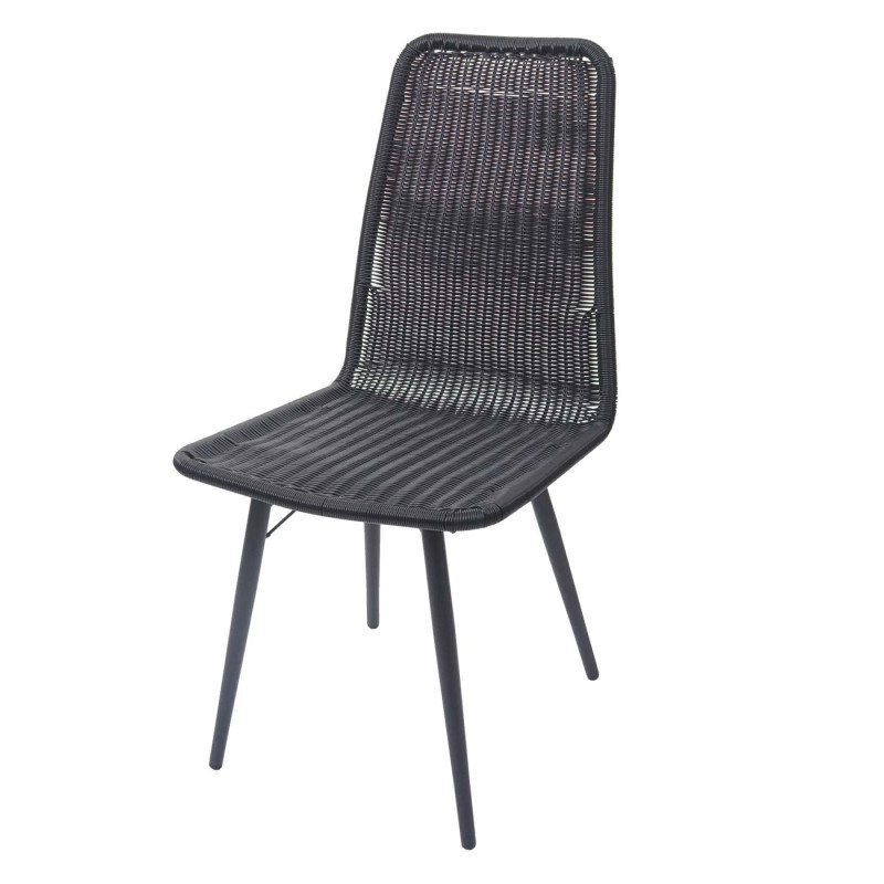 2x chaise en polyrotin chaises de jardin, monture en métal - noir