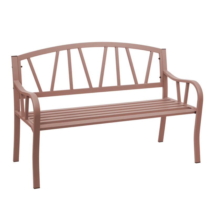 Banc de jardin banc du parc, banquette en acier thermolaqué - marron