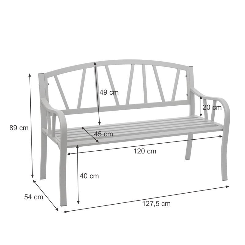 Banc de jardin banc du parc, banquette en acier thermolaqué - marron