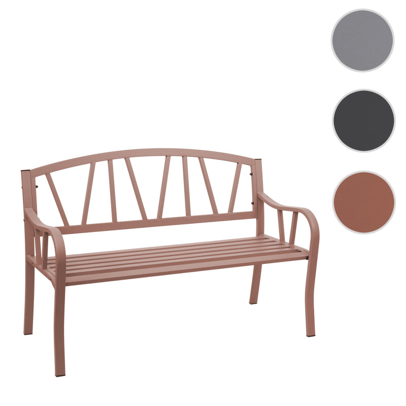 Banc de jardin banc du parc, banquette en acier thermolaqué - marron