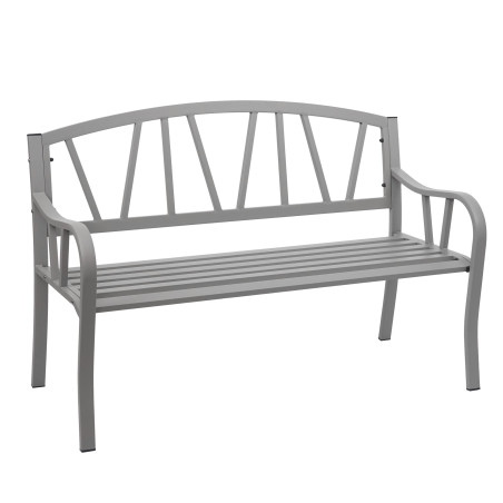 Banc de jardin banc du parc, banquette en acier thermolaqué - gris