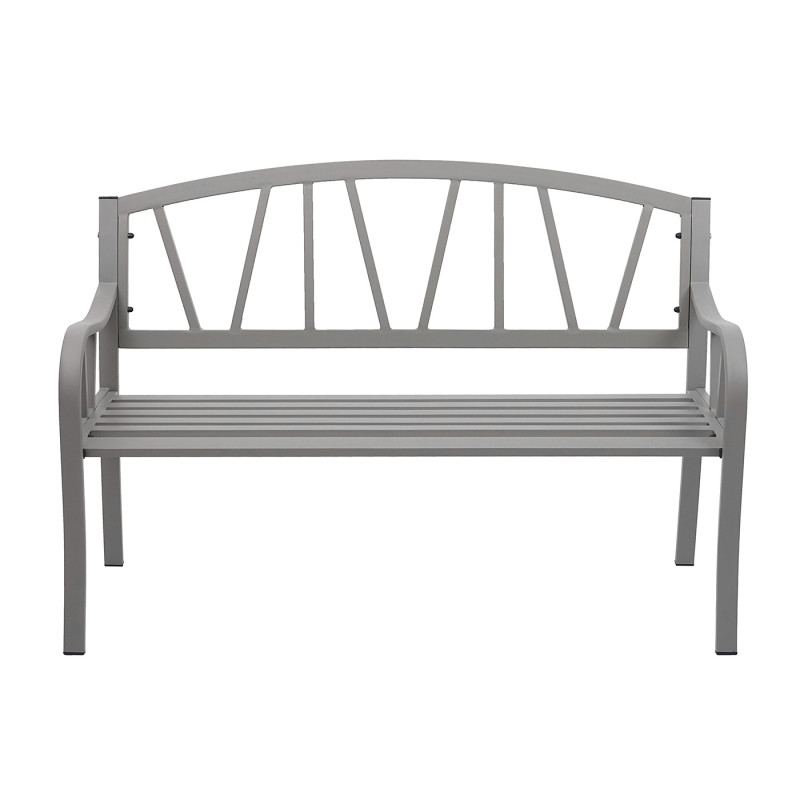 Banc de jardin banc du parc, banquette en acier thermolaqué - gris