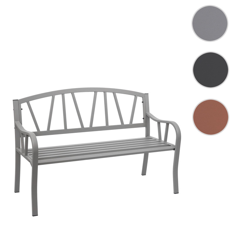 Banc de jardin banc du parc, banquette en acier thermolaqué - gris