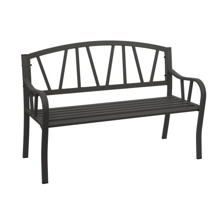 Banc de jardin banc du parc, banquette en acier thermolaqué - noir