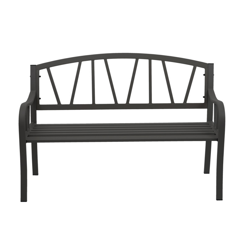 Banc de jardin banc du parc, banquette en acier thermolaqué - noir