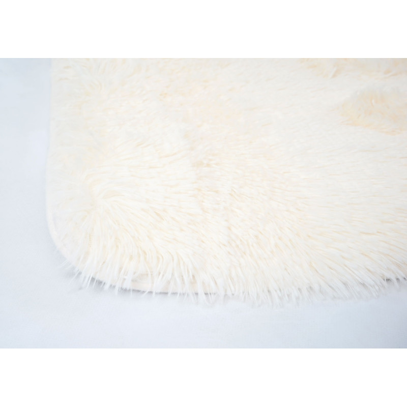 Tapis shaggy, épais, poil long, tissu/textile, cotonneux, doux, 230x160cm - crème