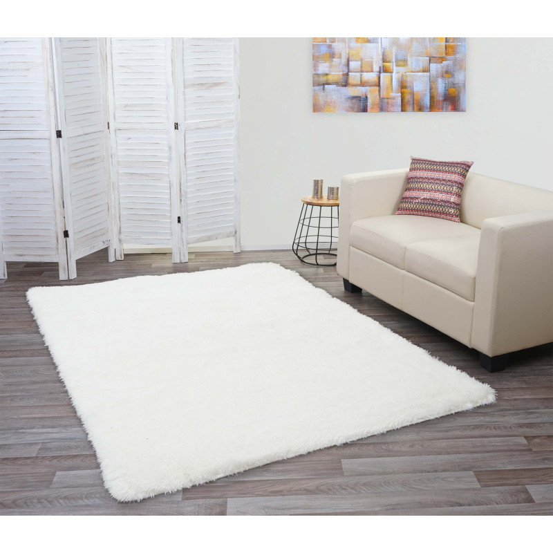 Tapis Shaggy tapis à poils longs, tissu/textile doux et moelleux 230x160cm - blanc