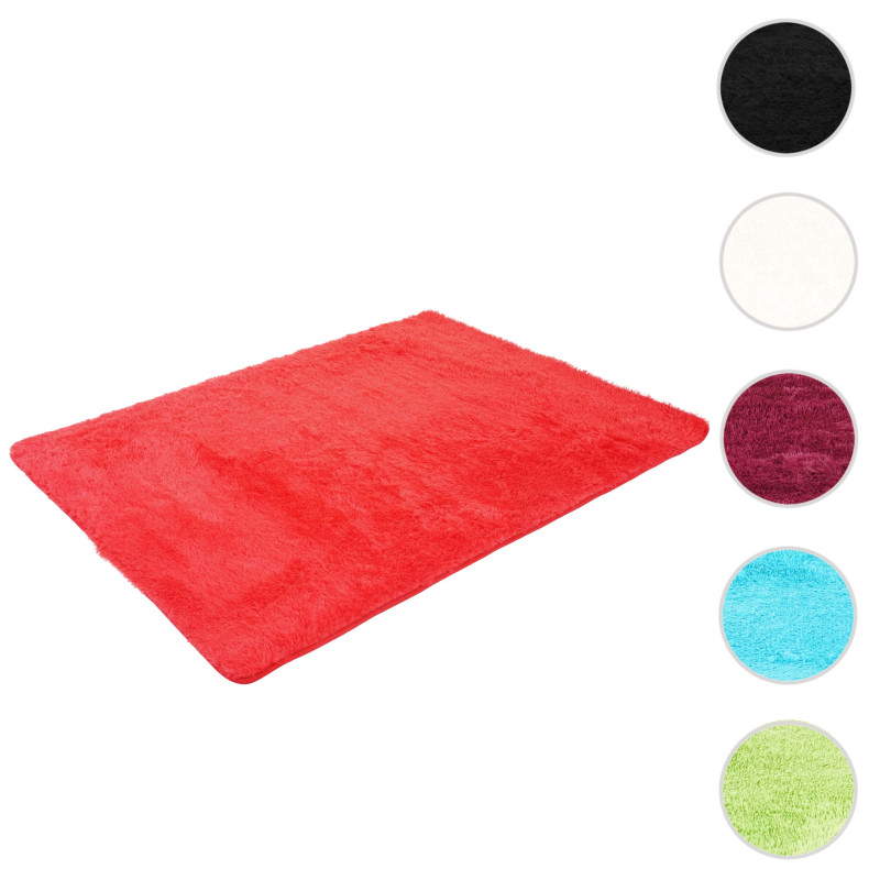 Tapis shaggy, épais, poil long, tissu/textile, cotonneux, doux, 230x160cm - rouge