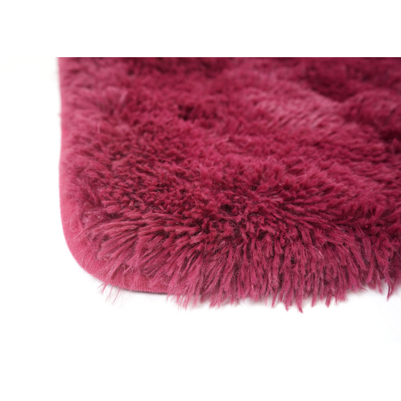 Tapis shaggy, épais, poil long, tissu/textile, cotonneux, doux, 230x160cm - bordeaux