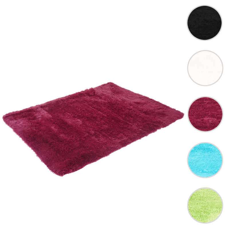 Tapis shaggy, épais, poil long, tissu/textile, cotonneux, doux, 230x160cm - bordeaux