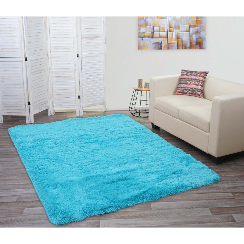Tapis Shaggy tapis à poils longs, tissu/textile doux et moelleux 230x160cm - turquoise