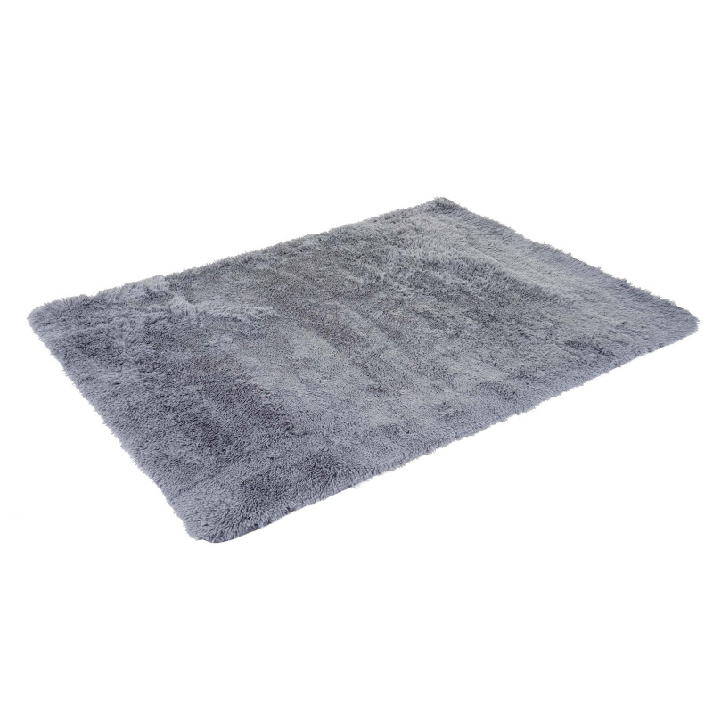 Tapis shaggy, épais, poil long, tissu/textile, cotonneux, doux, 230x160cm - gris