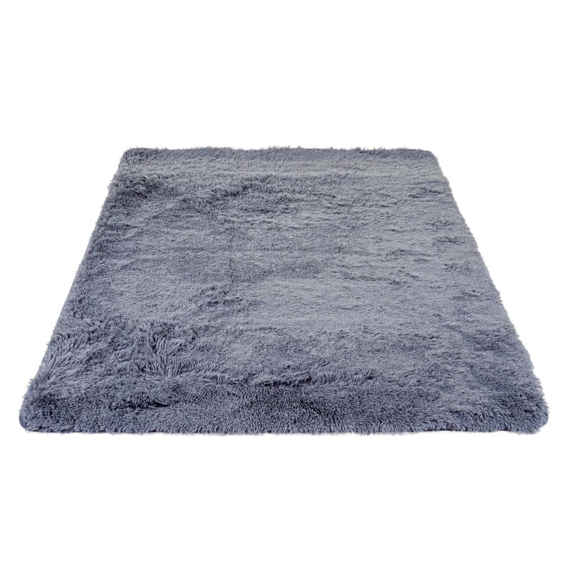 Tapis shaggy, épais, poil long, tissu/textile, cotonneux, doux, 230x160cm - gris