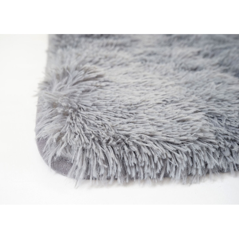 Tapis shaggy, épais, poil long, tissu/textile, cotonneux, doux, 230x160cm - gris