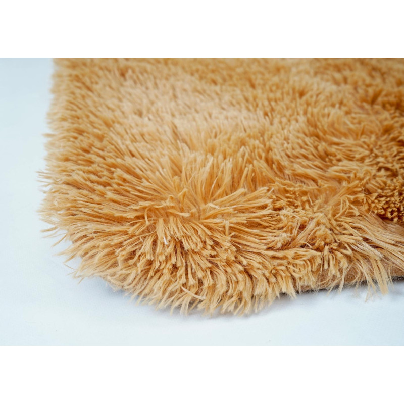 Tapis shaggy, épais, poil long, tissu/textile, cotonneux, doux, 230x160cm - marron