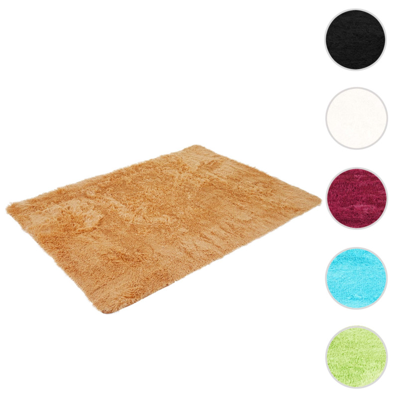 Tapis shaggy, épais, poil long, tissu/textile, cotonneux, doux, 230x160cm - marron