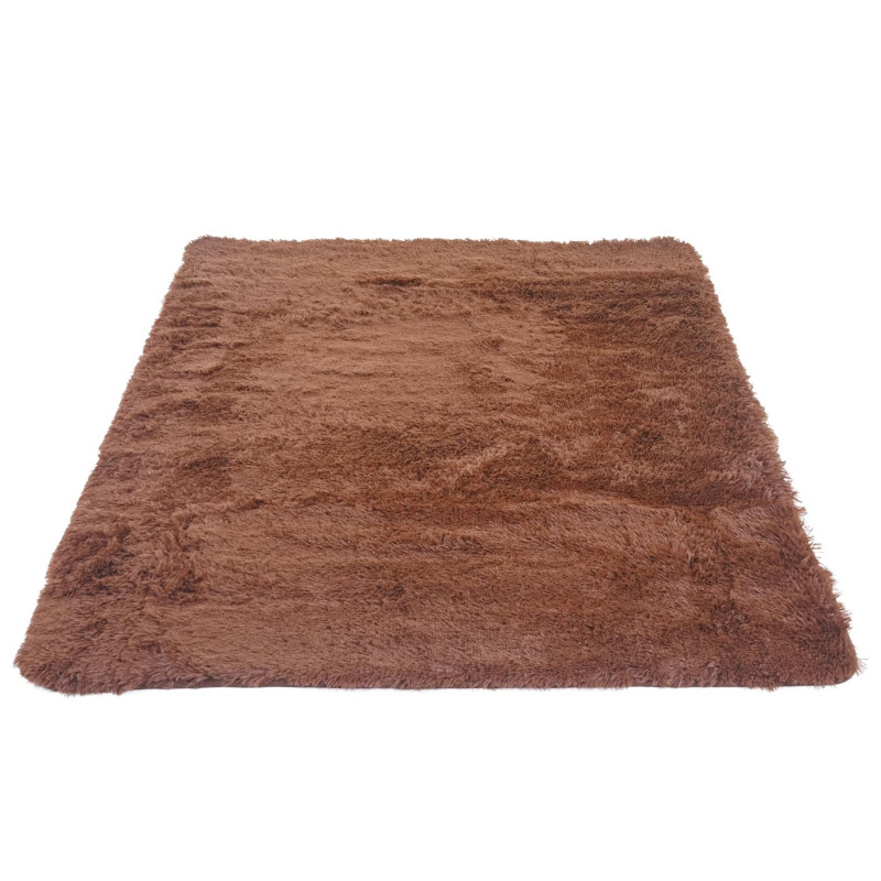 Tapis shaggy, épais, poil long, tissu/textile, cotonneux, doux, 230x160cm - marron foncé