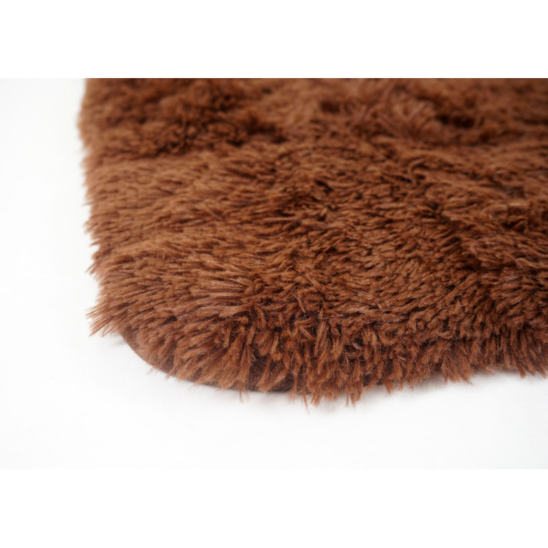 Tapis shaggy, épais, poil long, tissu/textile, cotonneux, doux, 230x160cm - marron foncé