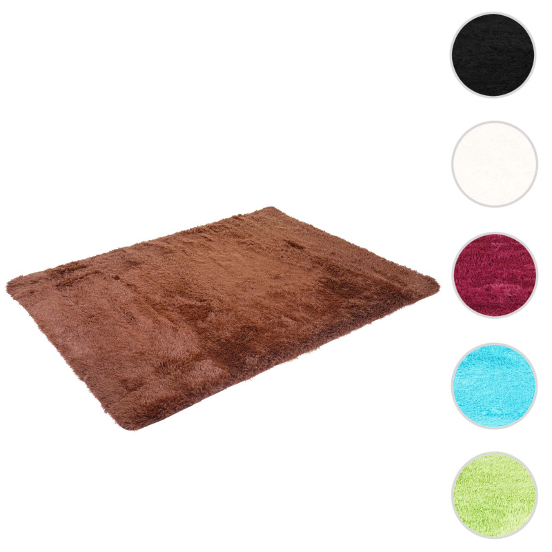 Tapis shaggy, épais, poil long, tissu/textile, cotonneux, doux, 230x160cm - marron foncé