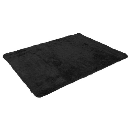 Tapis shaggy, épais, poil long, tissu/textile, cotonneux, doux, 230x160cm - noir