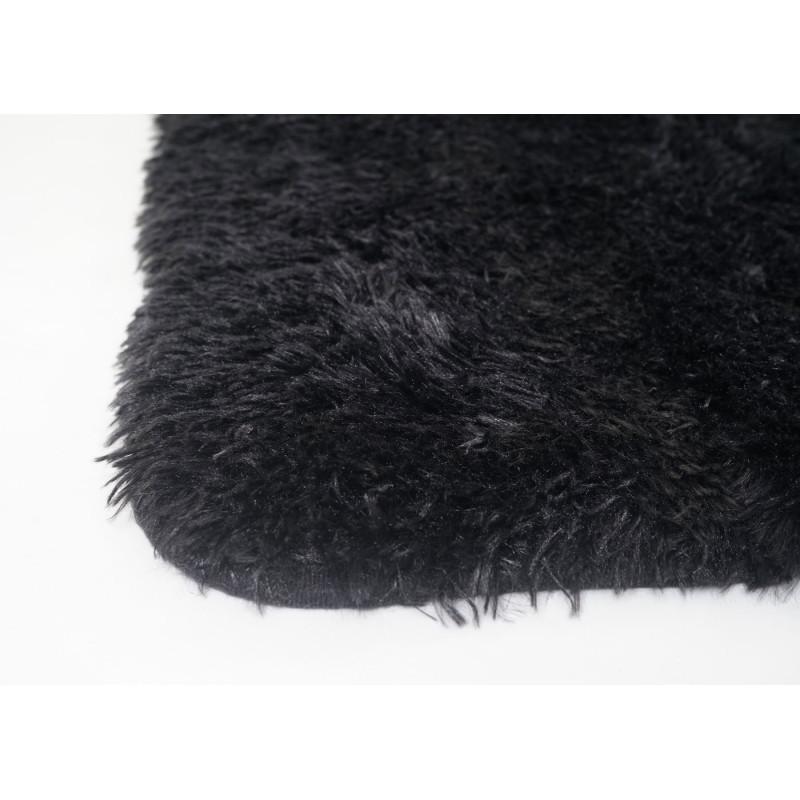 Tapis shaggy, épais, poil long, tissu/textile, cotonneux, doux, 230x160cm - noir