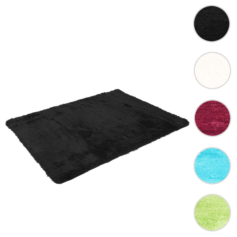 Tapis shaggy, épais, poil long, tissu/textile, cotonneux, doux, 230x160cm - noir