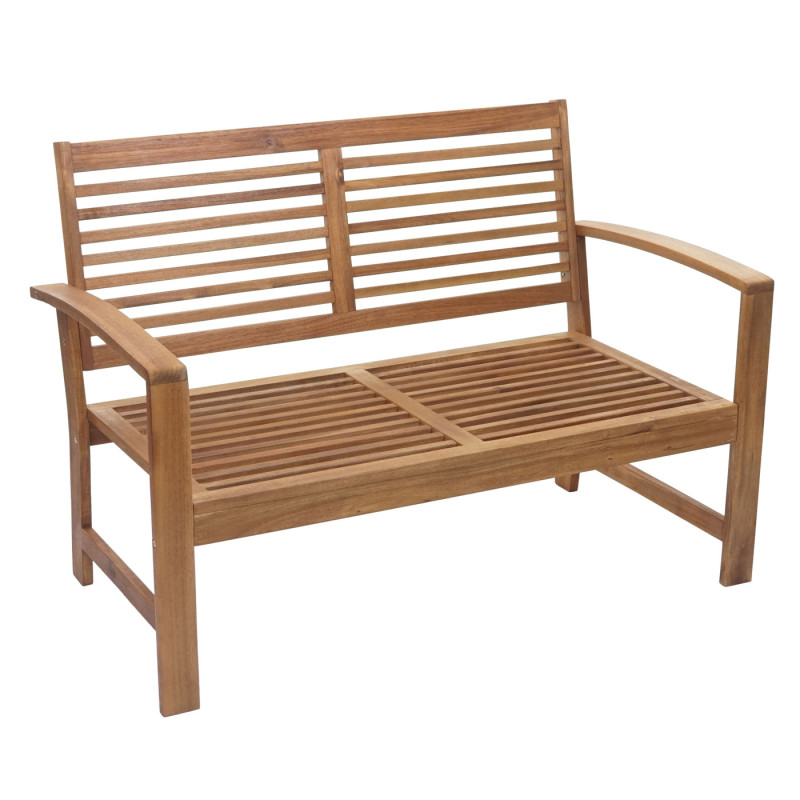 Salon de jardin ensemble canapé fauteuil, set de balcon, bois massif d'acacia, coussin crème