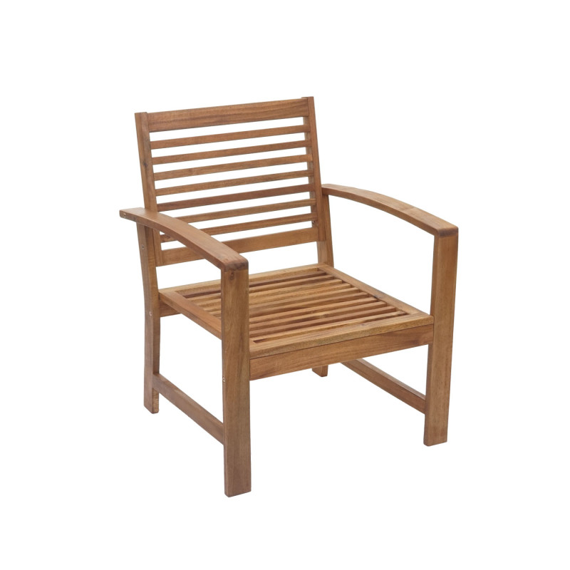 Salon de jardin ensemble canapé fauteuil, set de balcon, bois massif d'acacia, coussin crème