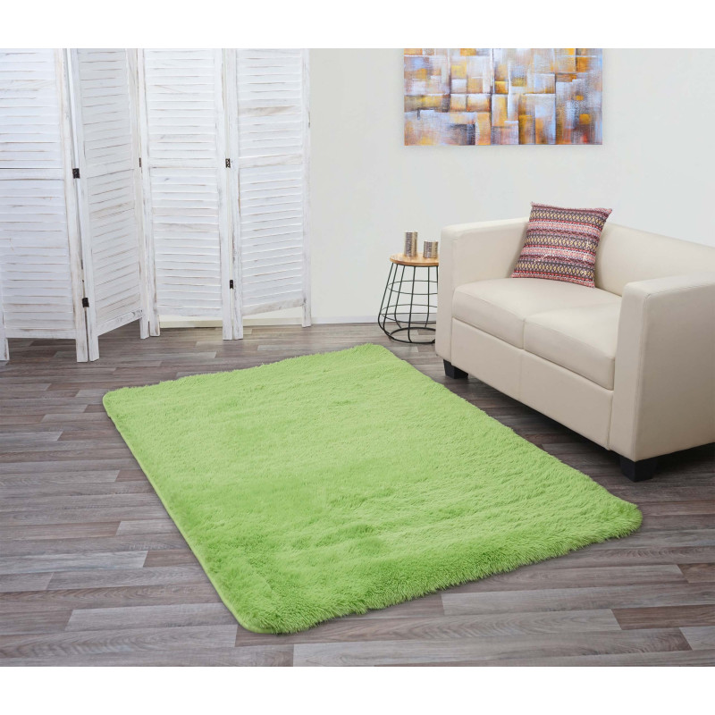 Tapis Shaggy tapis à poils longs, tissu/textile doux et moelleux 200x140cm - vert clair