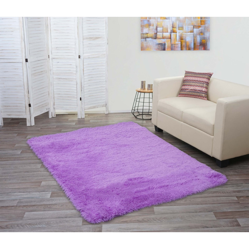 Tapis Shaggy tapis à poils longs, tissu/textile doux et moelleux 200x140cm - violet