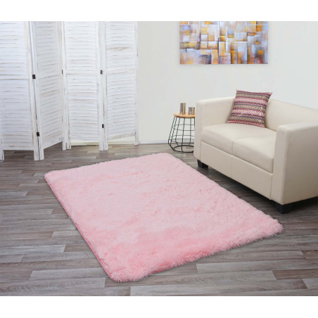 Tapis Shaggy tapis à poils longs, tissu/textile doux et moelleux 200x140cm - rose