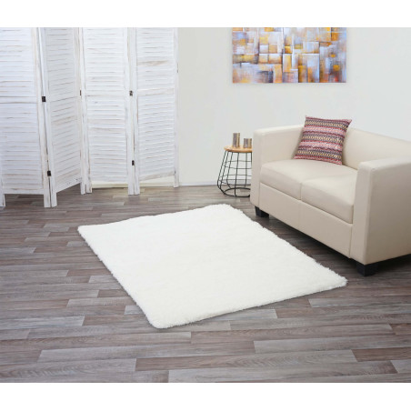 Tapis Shaggy tapis à poils longs, tissu/textile doux et moelleux 160x120cm - blanc