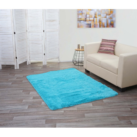 Tapis Shaggy tapis à poils longs, tissu/textile doux et moelleux 160x120cm - turquoise