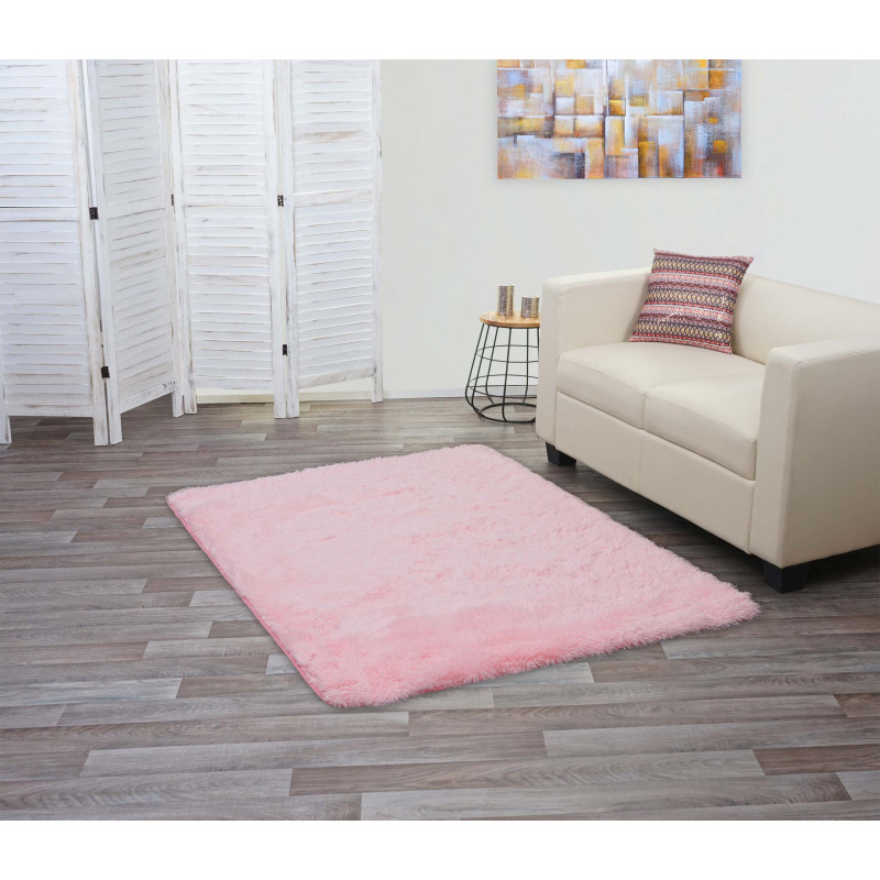 Tapis shaggy, tapis de course à poils longs, tissu/textile doux et moelleux 160x120cm - rose