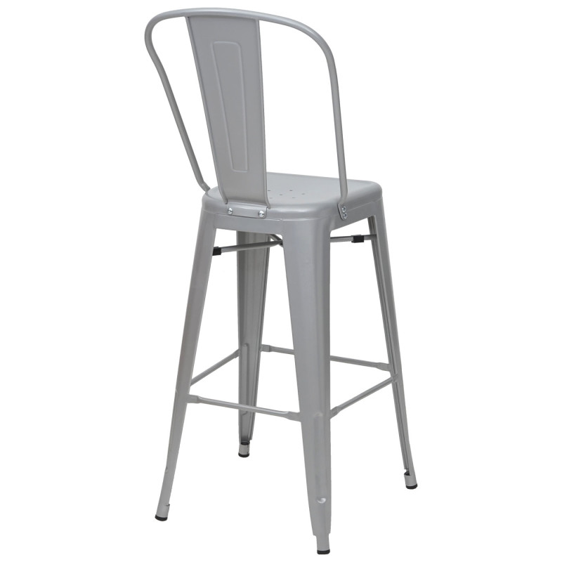 2x tabouret de bar chaise de comptoir avec dossier, métal, design industriel - gris