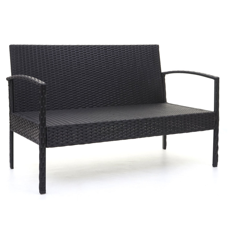 Garniture en polyrotin garniture de jardin, ensemble fauteuils - noir, coussin gris foncé