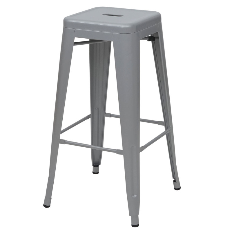 2x tabouret de bar chaise de comptoir, métal, design industriel, empilable - gris