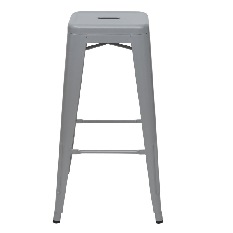 2x tabouret de bar chaise de comptoir, métal, design industriel, empilable - gris